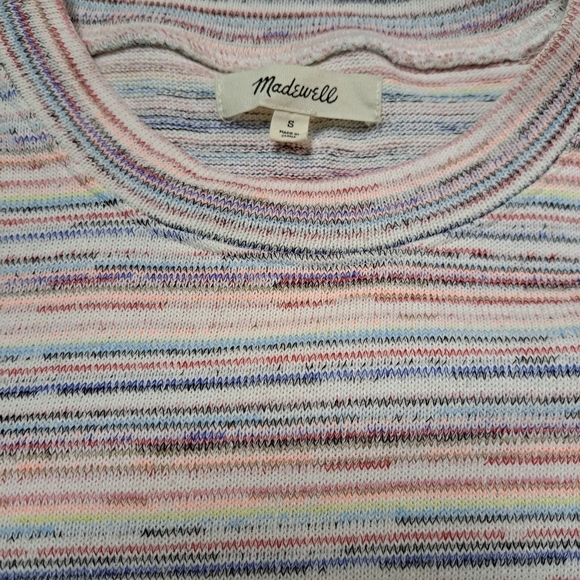 Madewell Bubble Sleeves Crop Sweater In Rainbow Stripes - Picture 9 of 12
